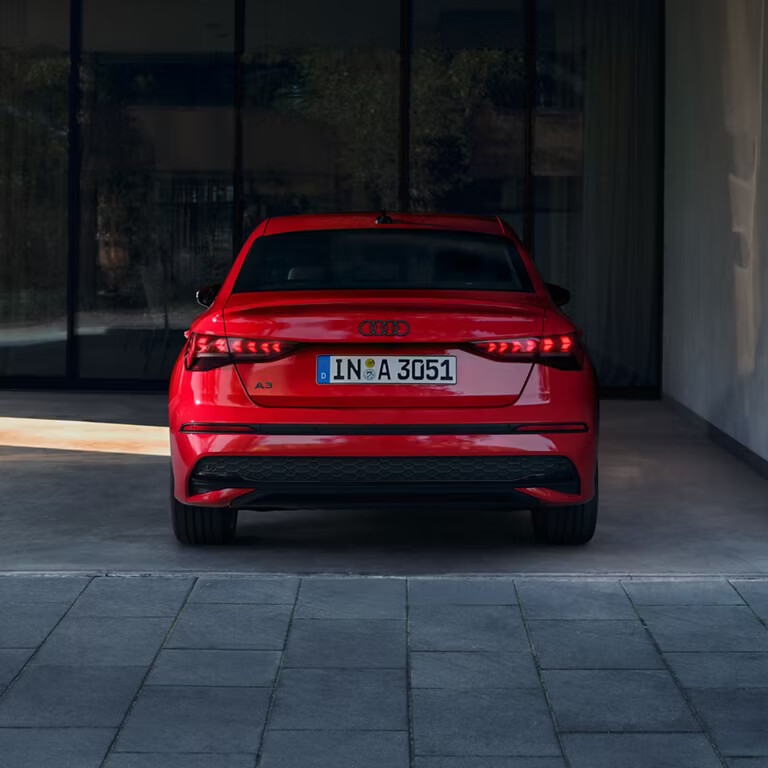 Design elements such as the flat diffuser emphasize the width of the new Audi A3 Sedan. You can also opt for the black styling package plus with accents in high-gloss black to underline the sporty look.