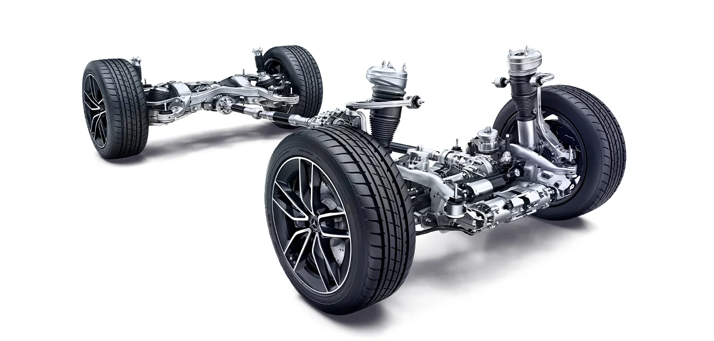 In the AIRMATIC Package, an adaptive damping system meets modern air suspension. The result: an intelligent comfort suspension which is able to adjust automatically to the driving conditions, speed and load. As a result you benefit from corrective driving stability with first-class comfort both on good and poor roads.