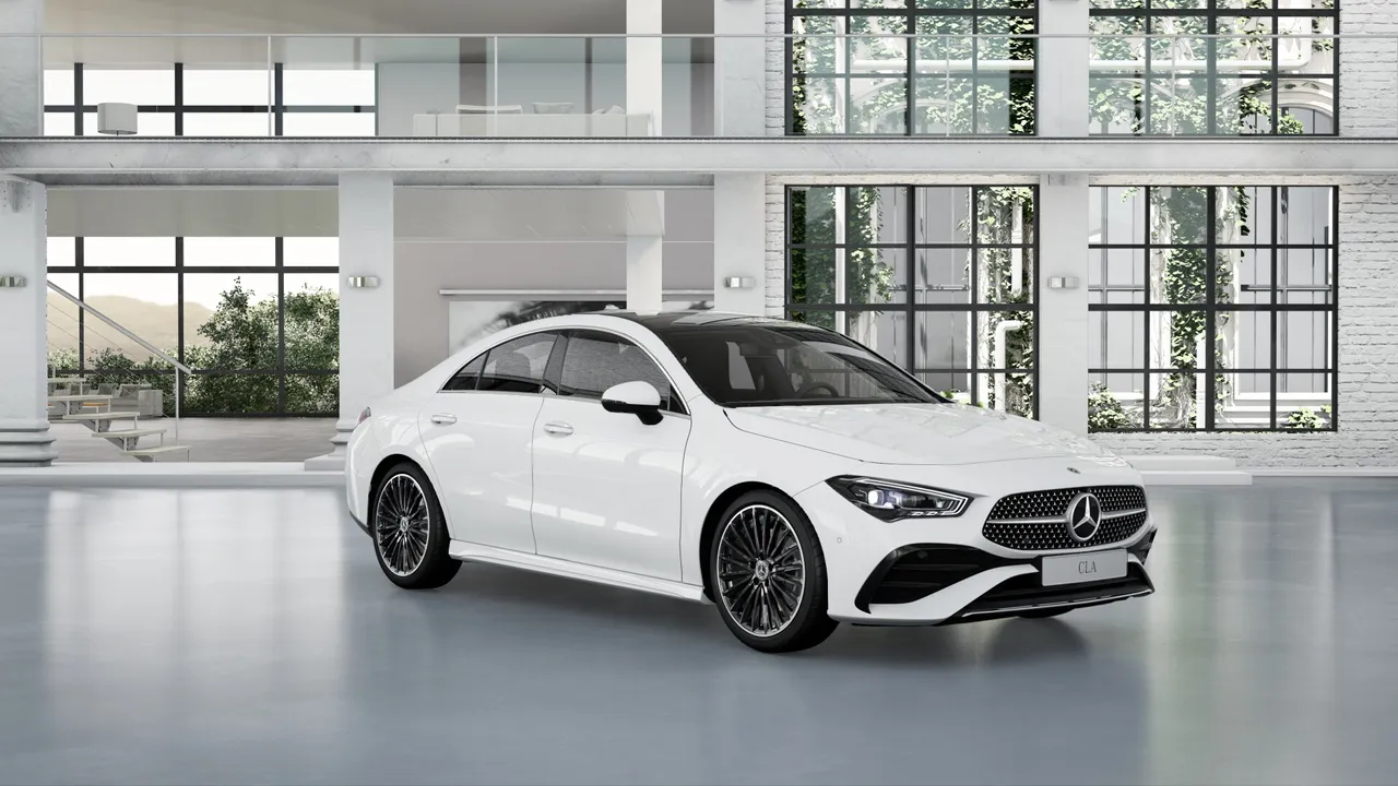 The exterior highlights of the new Mercedes-Benz CLA Coupé automatically attract attention: new front apron, new rear apron and new wheel designs - all seamlessly combined under an elegant coupé silhouette with four frameless doors, now also available in the new spectral blue metallic paint finish.