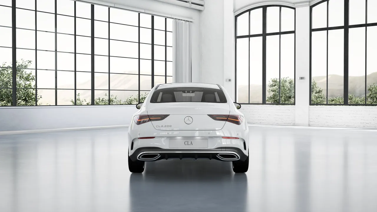 The athletic shape of the CLA Coupé flows into the sporty, elegant GT rear end. The rear bumper with new diffuser look and the new full LED rear lamps emphasise the self-confident appearance - in a modern, progressive form.